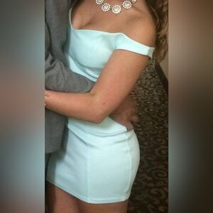 Mint small off shoulder tight mini dress